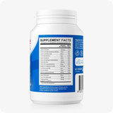 Conceive Plus Men's Fertility Support supplement facts label featuring a detailed nutrient table listing daily values for vitamins, minerals, antioxidants, and amino acids per two-capsule serving, shown on blue and white packaging with black-and-white formatting for easy readability.